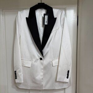 NEW with Tags $795 Ungaro Satin lWhite and Black Jacket sz S